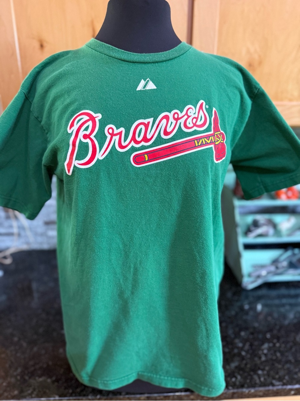 Majestic Green Atlanta Braves Logo Short Sleeve Tee